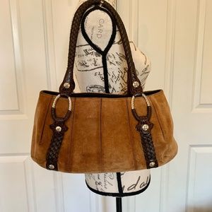 Brighton "Serene" Tan Brown Suede & Leather Handbag